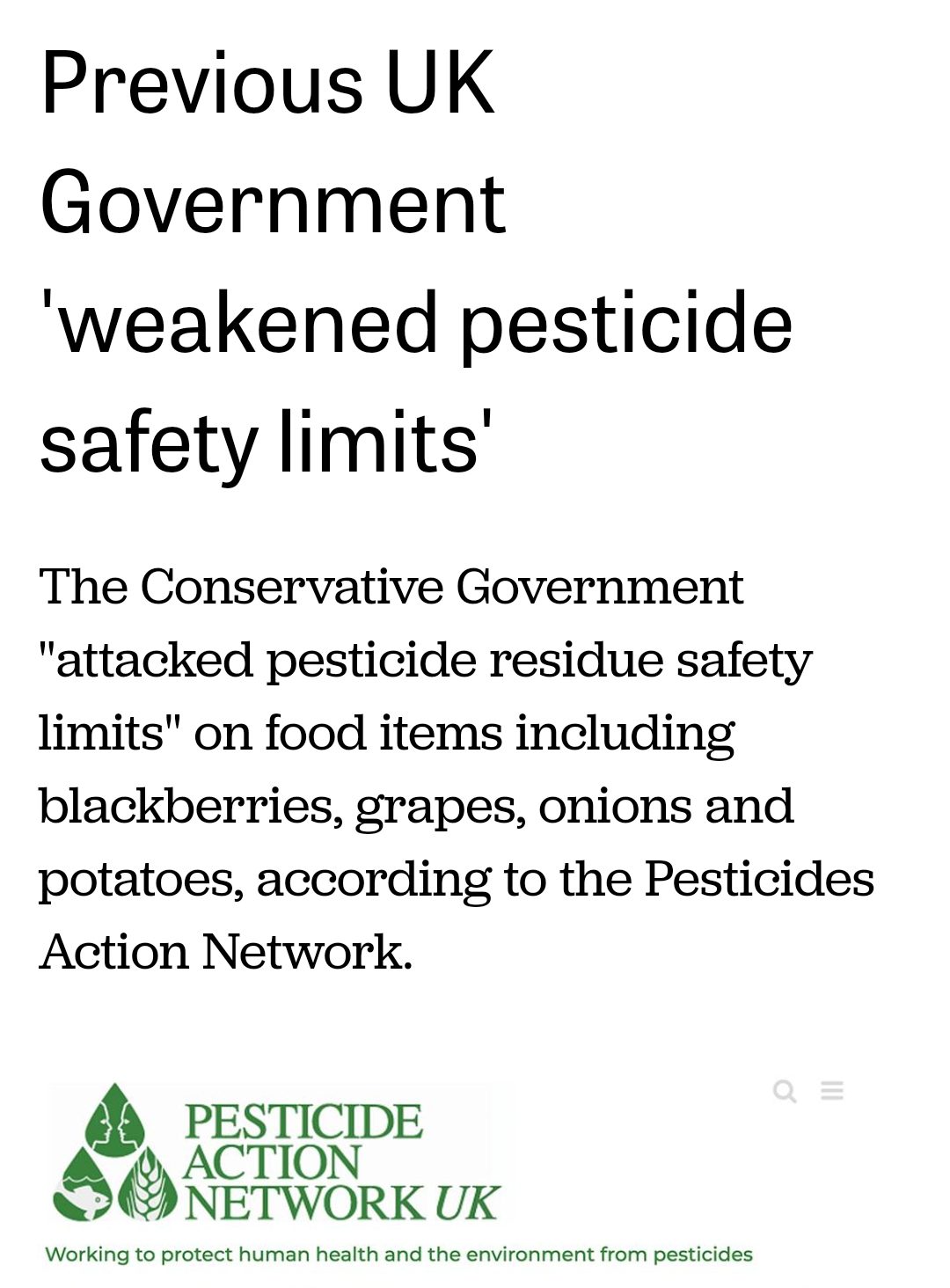 Horticulture Week: Previous UK Government 'weakened pesticide safety limits'