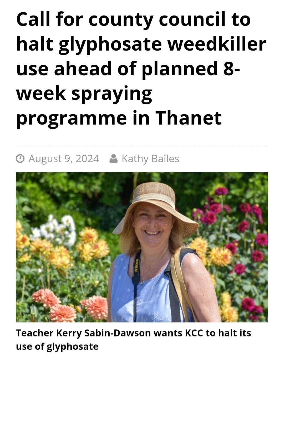 The Isle Of Thanet News: Call for county council to halt glyphosate weedkiller use ahead of planned 8-week spraying programme in Thanet