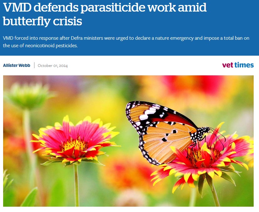 Vet Times: VMD defends parasiticide work amid butterfly crisis