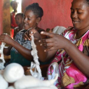 Women spinning cotton in Ethiopia