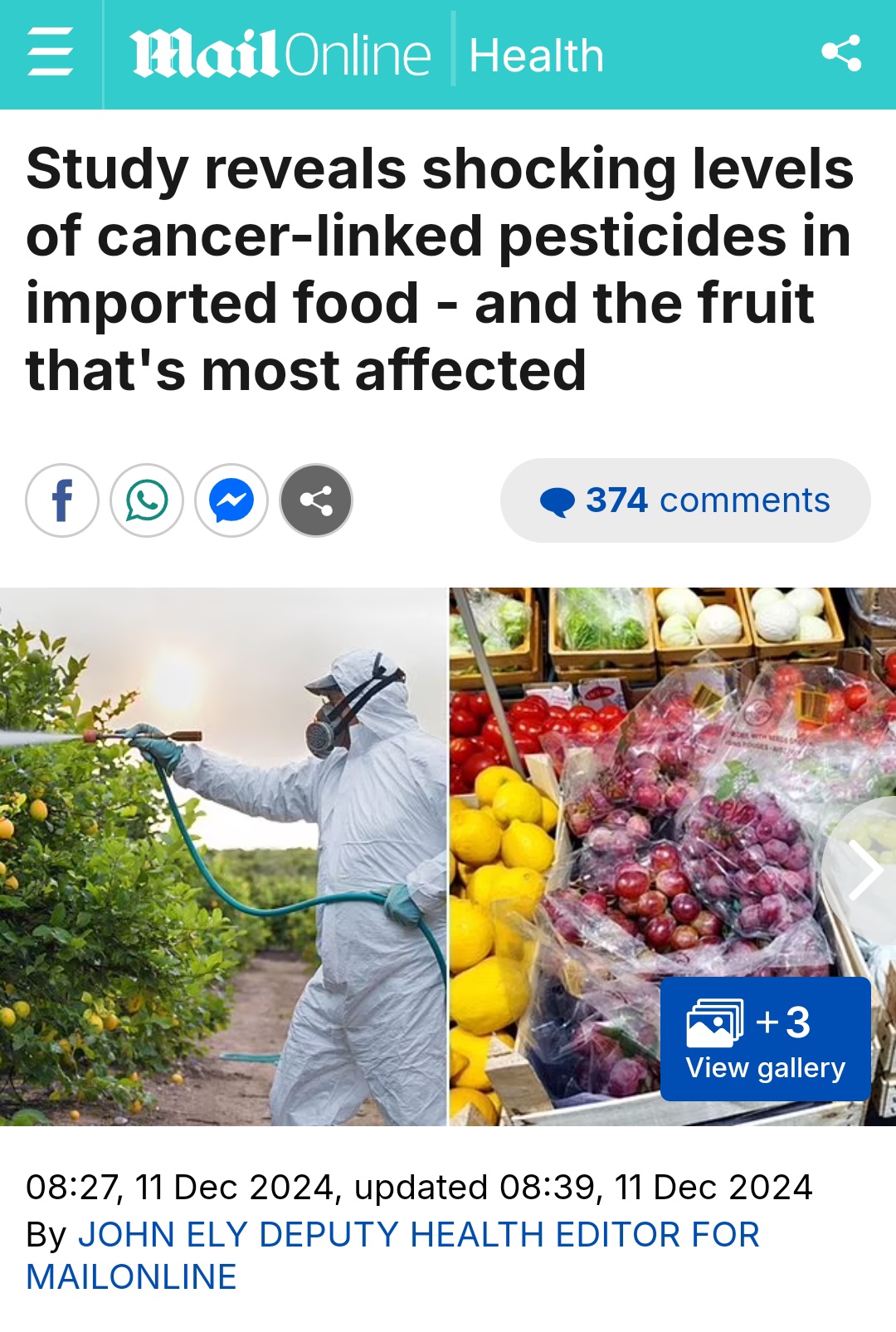 Study reveals shocking levels of cancer-linked pesticides in imported food - and the fruit that's most affected