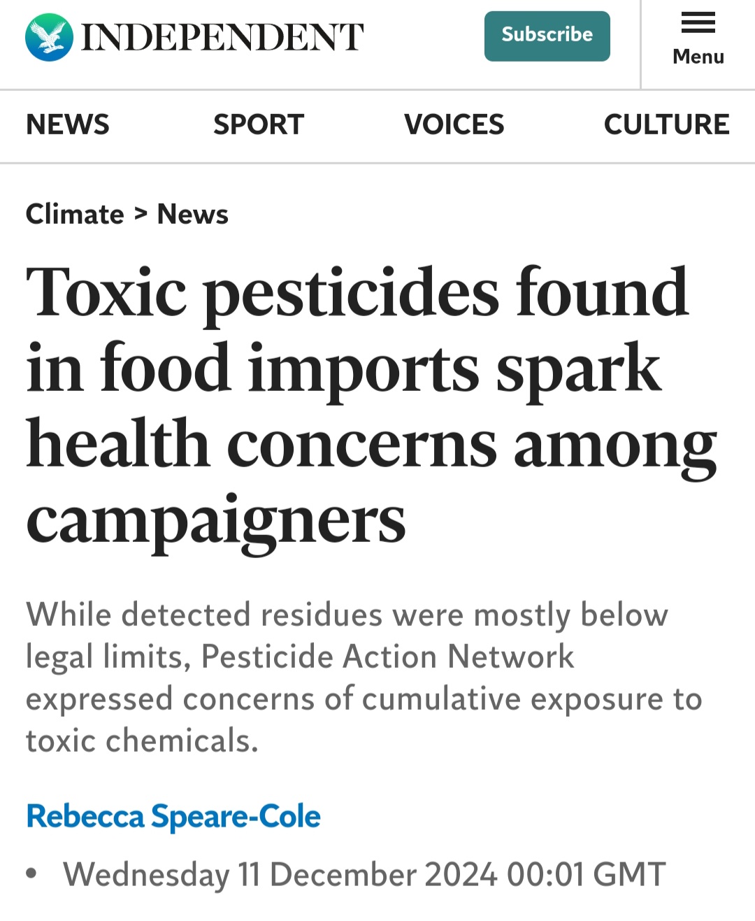 Toxic pesticides found in food imports spark health concerns among campaigners